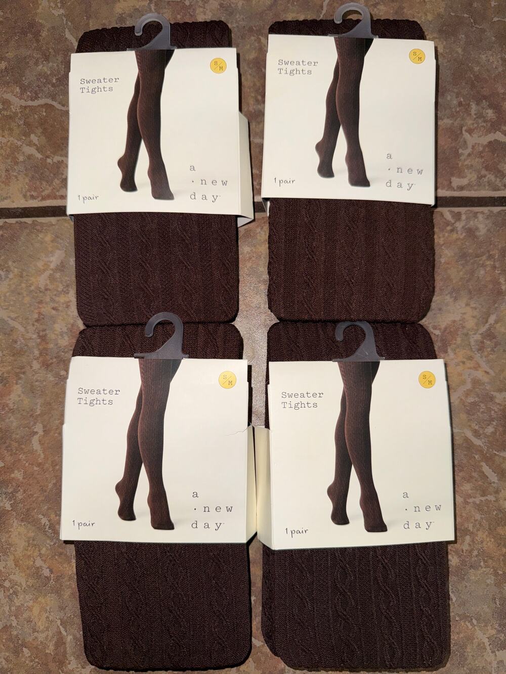 [Lot of 4] A New Day Brown Cable Knit Sweater Tights S/M Cozy Winter